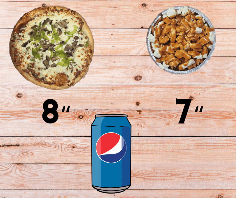 Trio pizza 8" + poutine 7" + liqueur