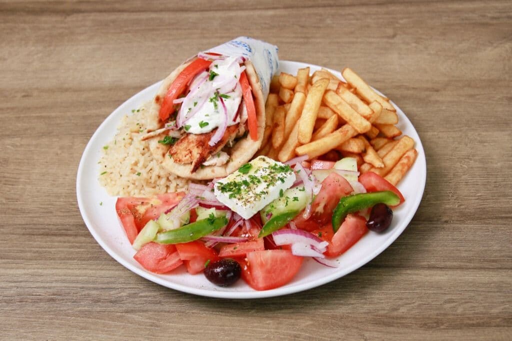 Assiette Souvlaki au Poulet 1 pita