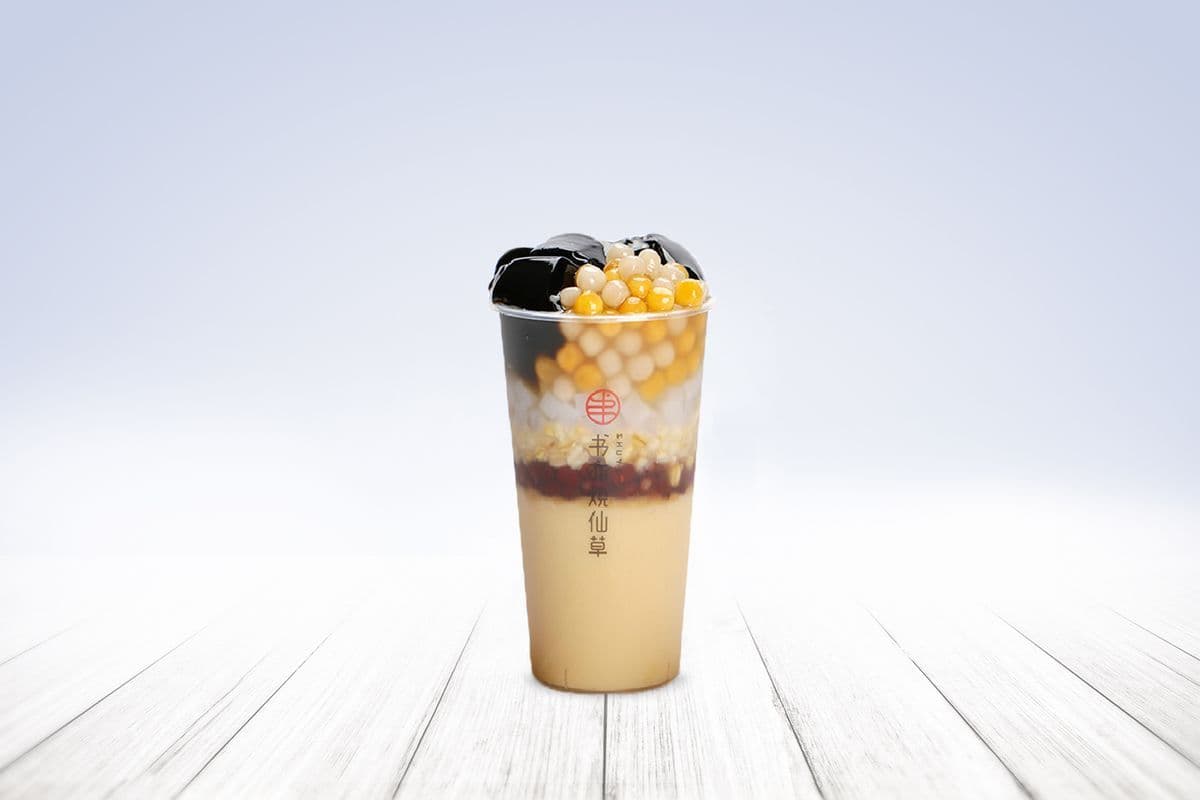 Taro Balls Grass Jelly Milk Tea