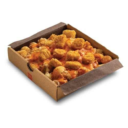 Buffalo Popcorn Chicken and Cheese Tots