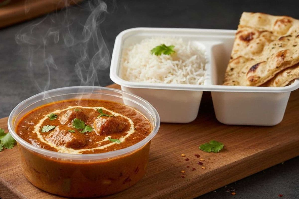 Masala Chicken (Bone In) with Basmati Rice ad Butter Naan