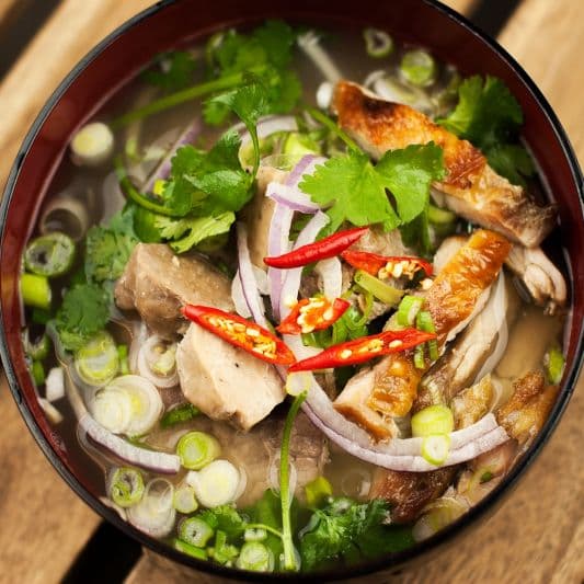 55. Chicken and Chicken Ball Noodle Soup with Chicken Leg