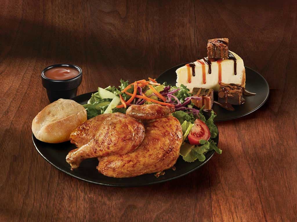 Half Chicken Dinner & Brownie Cheesecake