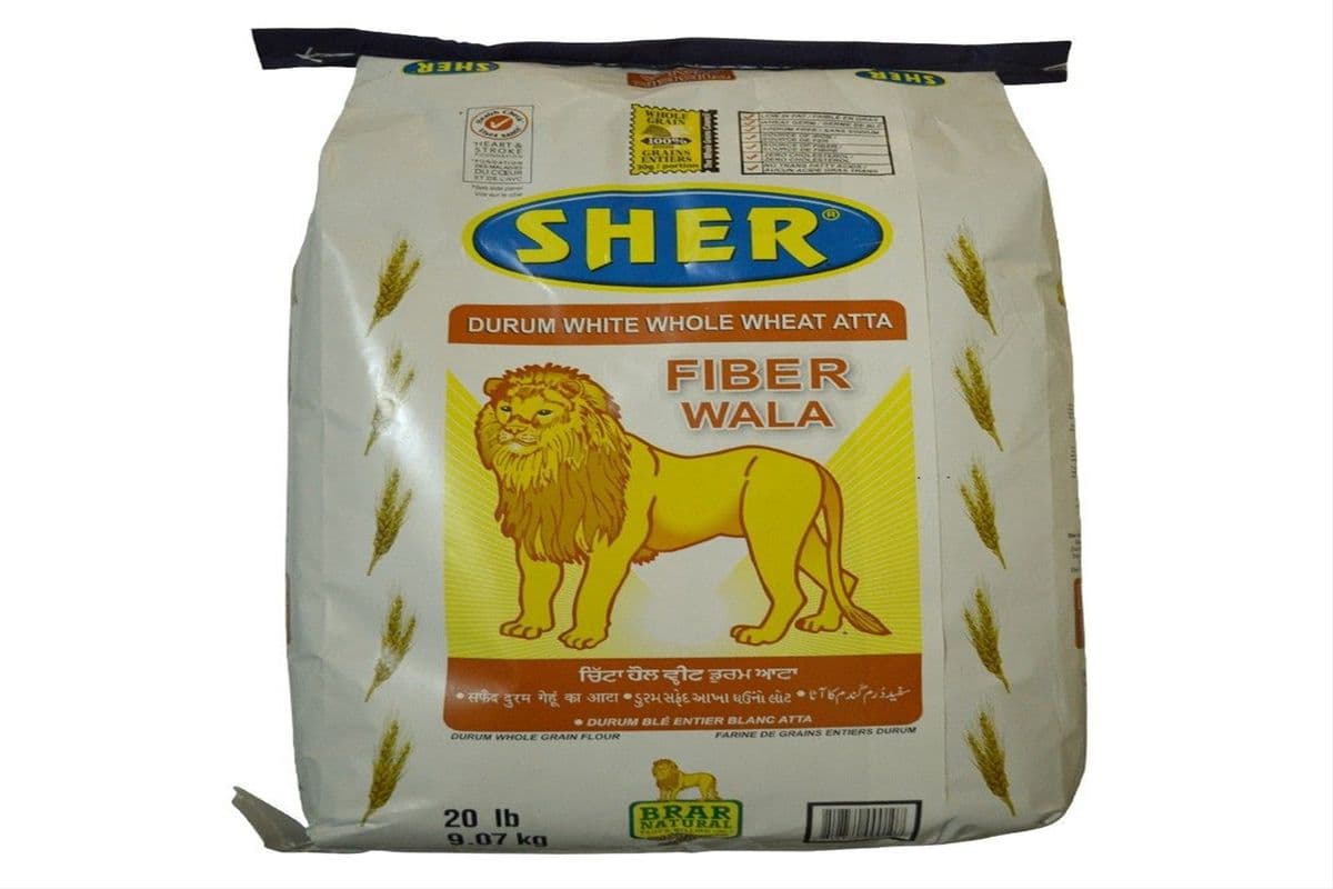 Sher Durum Whole Wheat Flour Fiber Wala (20lb)