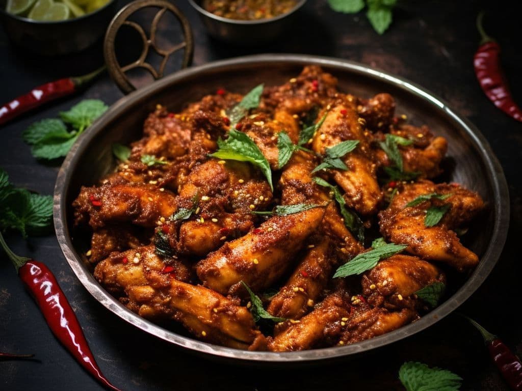 Karampodi Chicken / Red Chilli Chicken / Piment Rouge Poulet