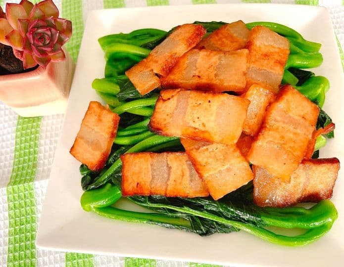79. Fried Chinese Brocolli with Smoked Pork