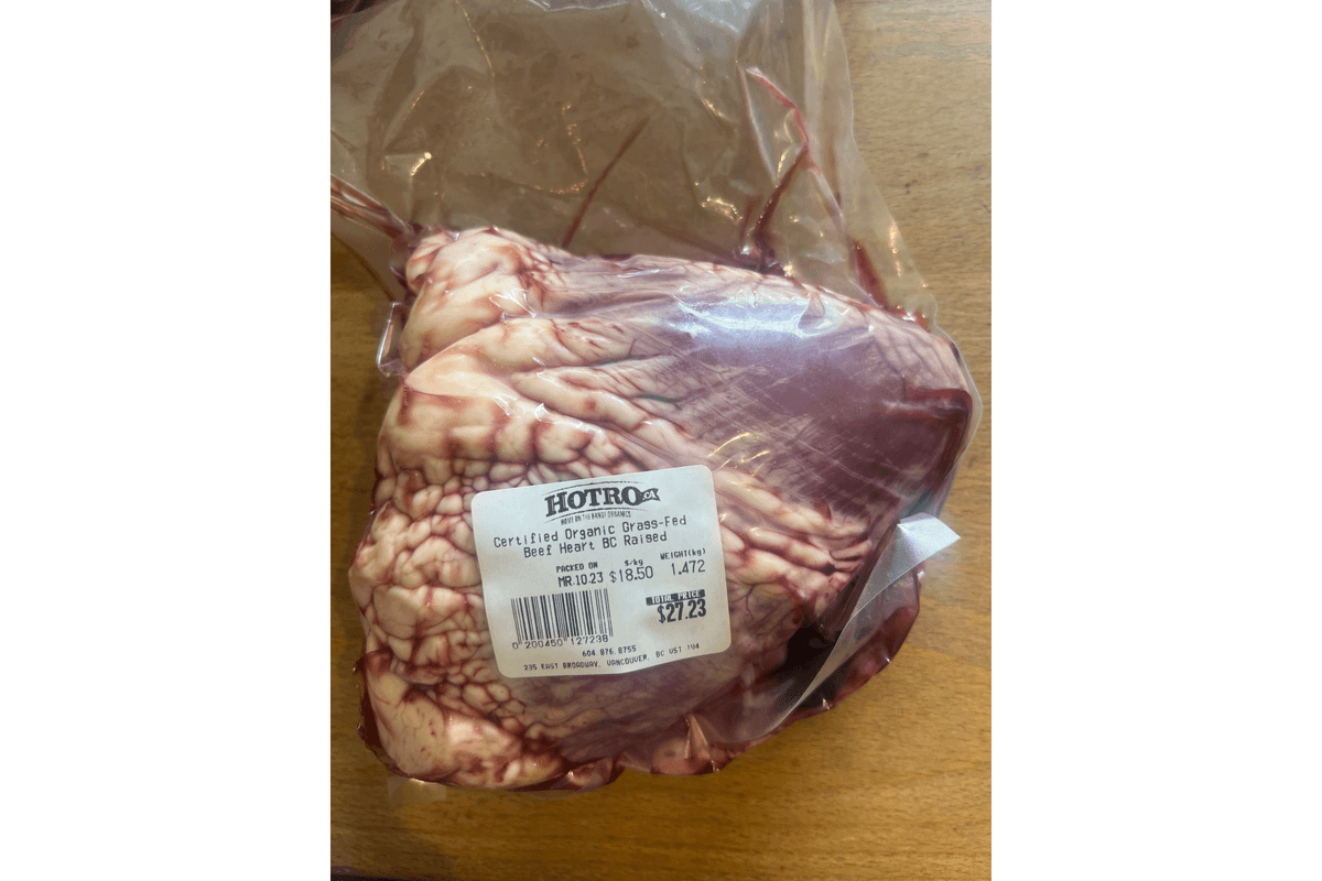 Certified Organic Grass-Fed Beef Heart BC Raised