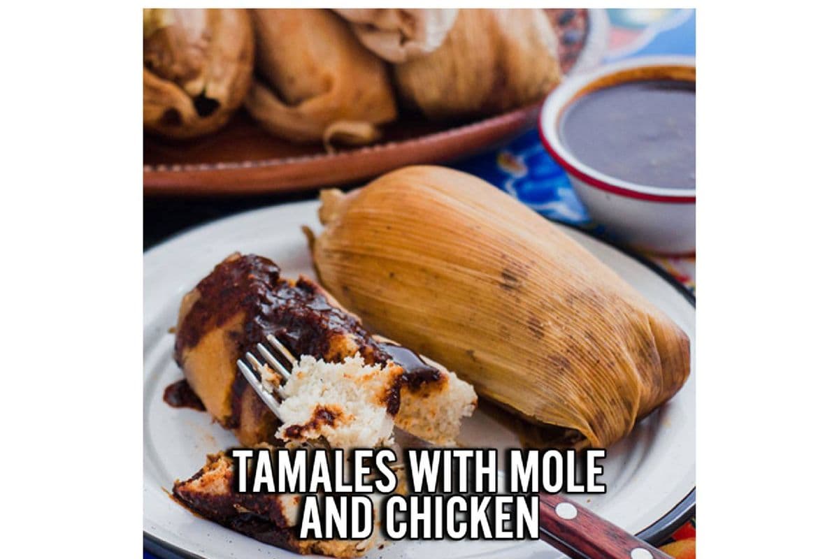 Tamales with Mole and Chicken