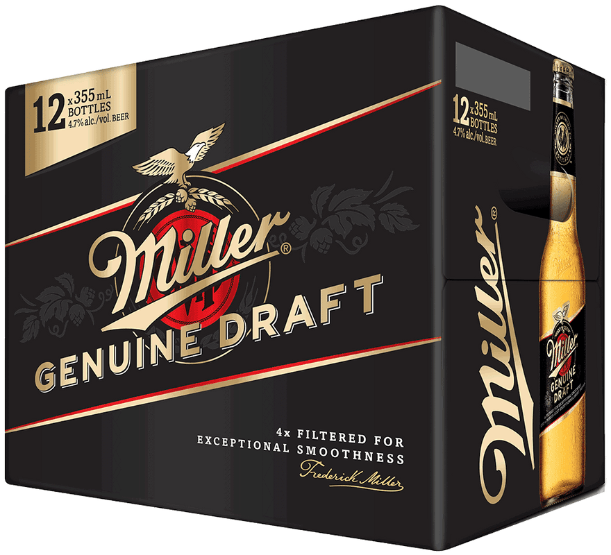Miller Genuine Draft 12 bottle (12 x 355 ml Bottle)