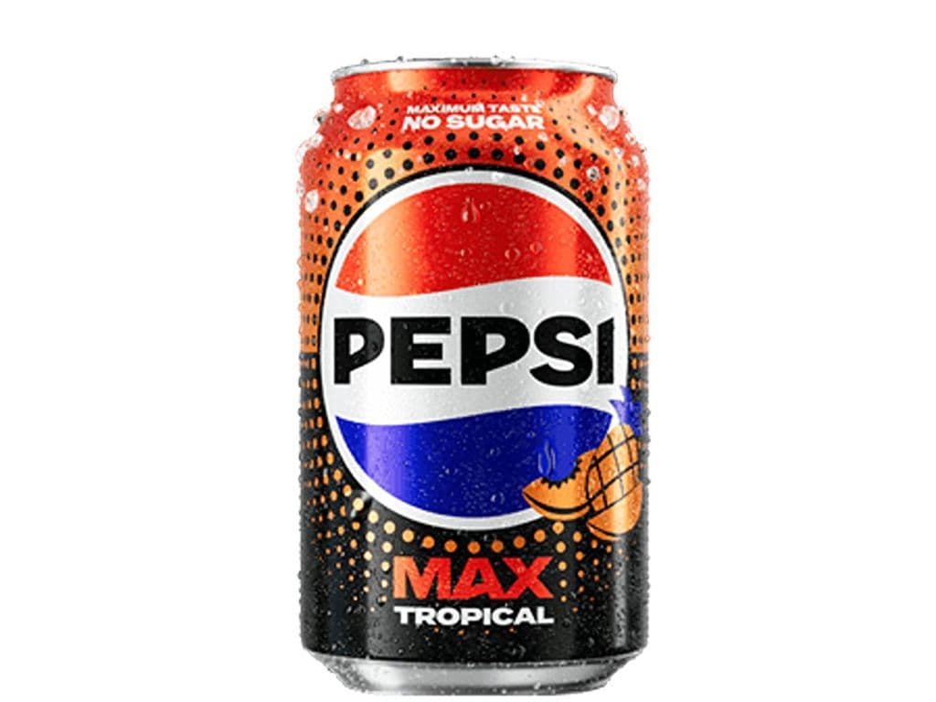 Pepsi Max Tropical Zero Sugar Cola Pop UK 330ml Soda Pineapple Melon Mango