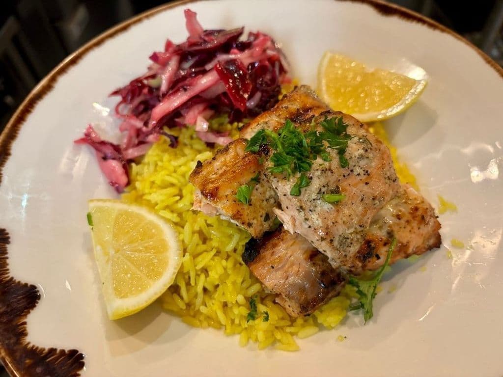 Grilled Salmon on Rice