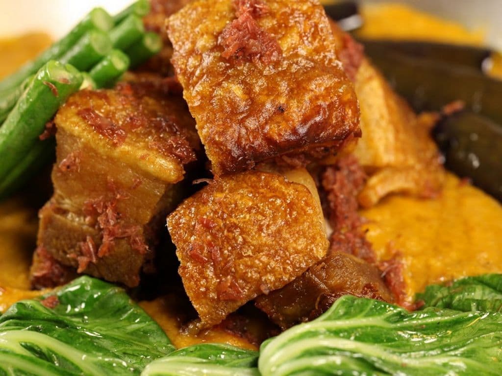 PB. Peanut Garlic Stew with Crispy Pork Belly | Kare kare Bagnet
