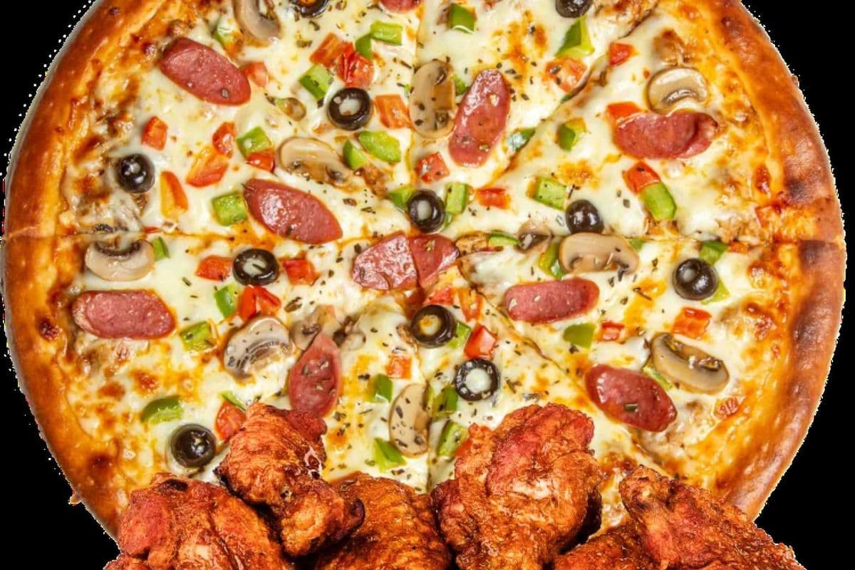 14" Pizza and Wings