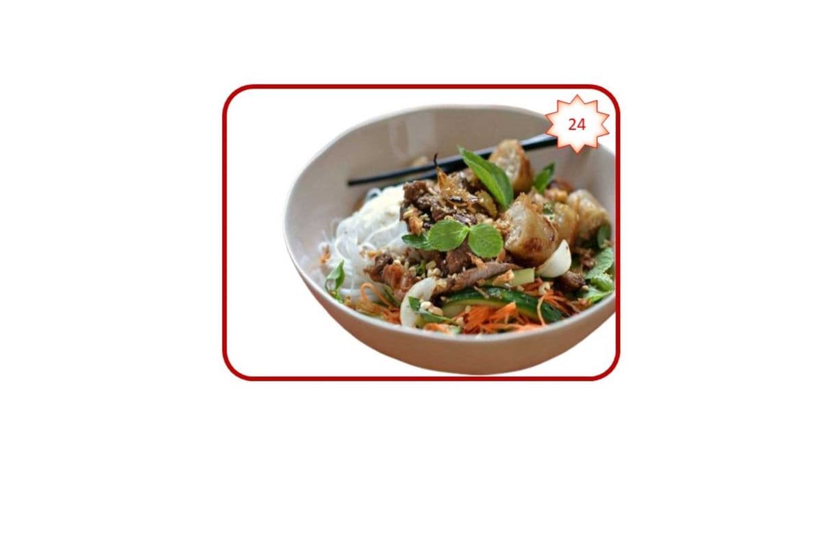 24. Grilled Lemongrass Satay Beef on Rice Vermicelli