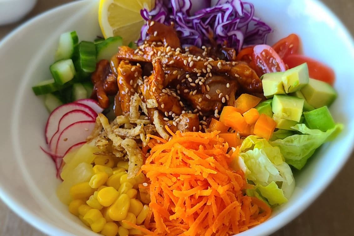 7. Korean Spicy BBQ Pork Poke Bowl