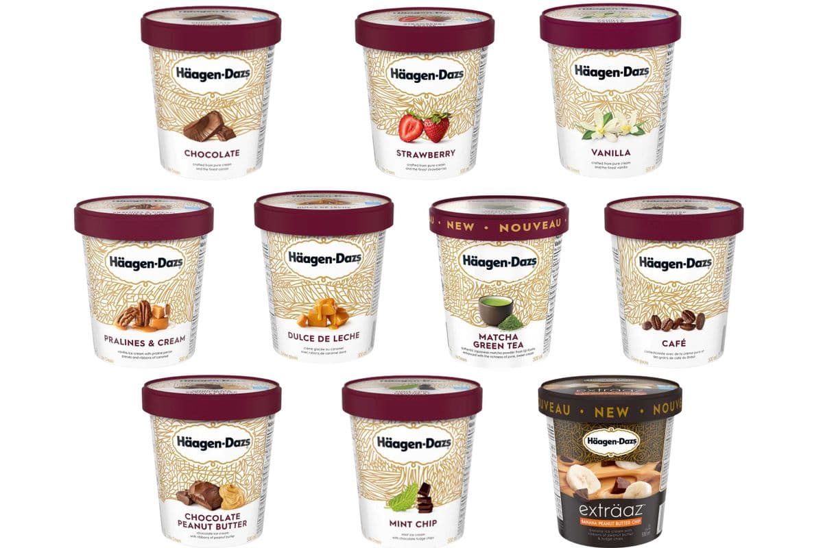 Haagen Dazs Ice Cream Tubs / Crème glacé contenants (414ml - 500 ml)