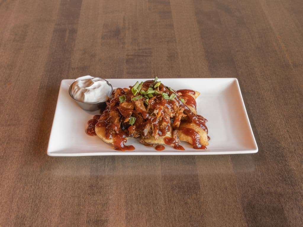 Perogies + Pulled pork