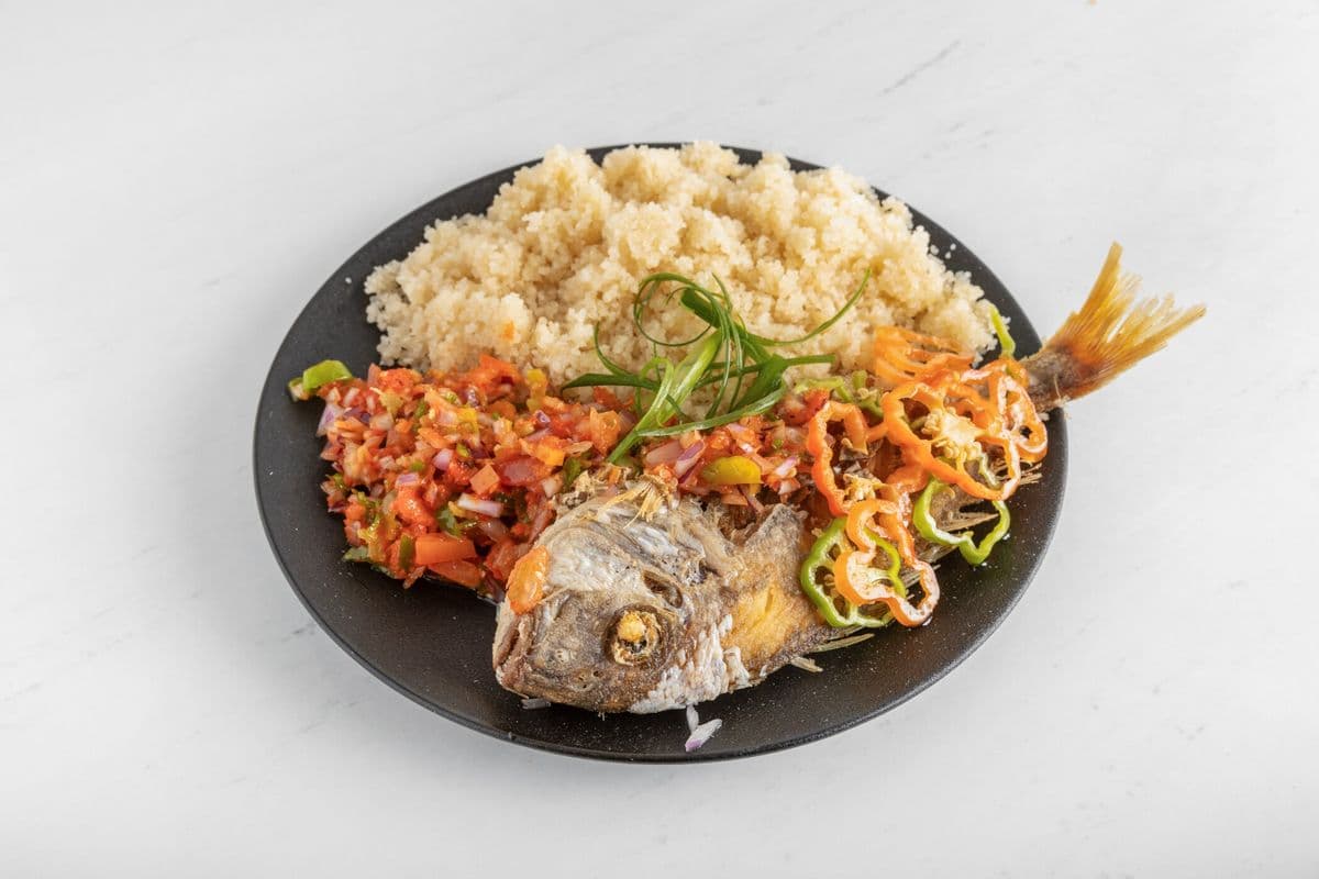 Attieke and Fried Fish (Snapper)