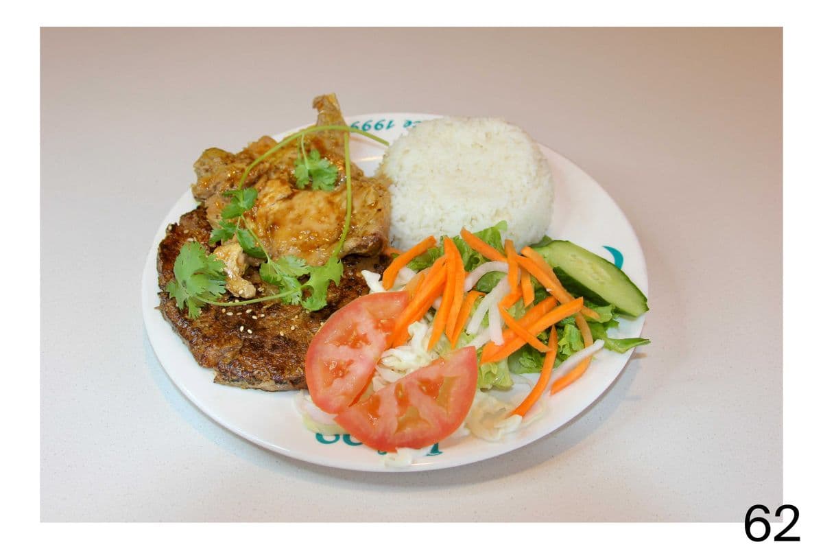 62. Grilled Lemongrass Chicken and Pork Chops on Rice