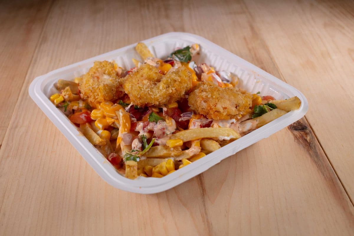 Crunchy Fried Shrimp Loaded Cheesy Fries