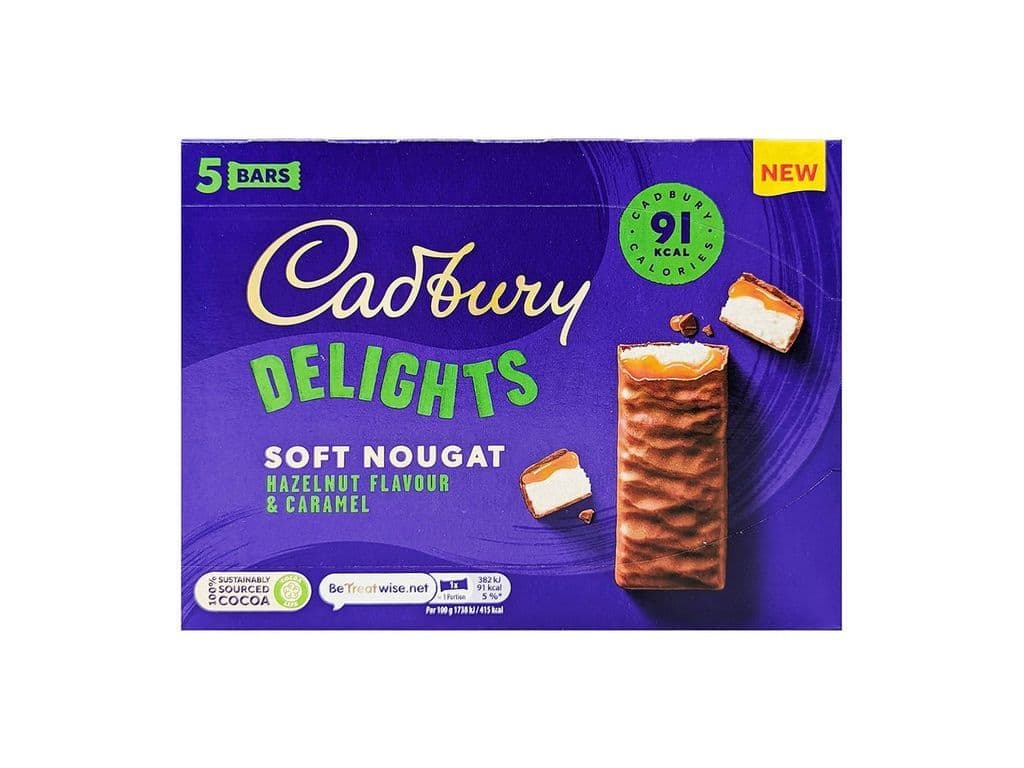 Cadbury Delights Soft Nougat Hazelnut Caramel UK 5 Pack