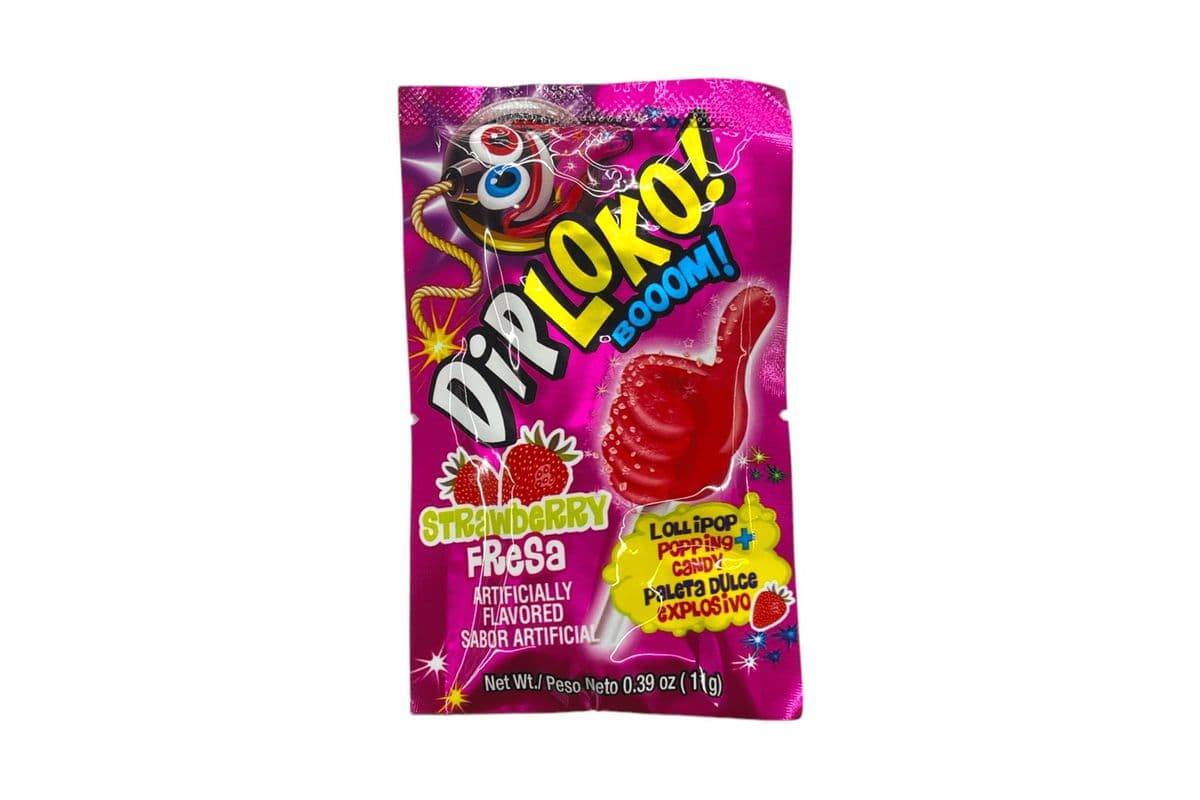 Diploko Strawberry Popping Candy & Lollipop (Mexico) (11g) (45 Cal)