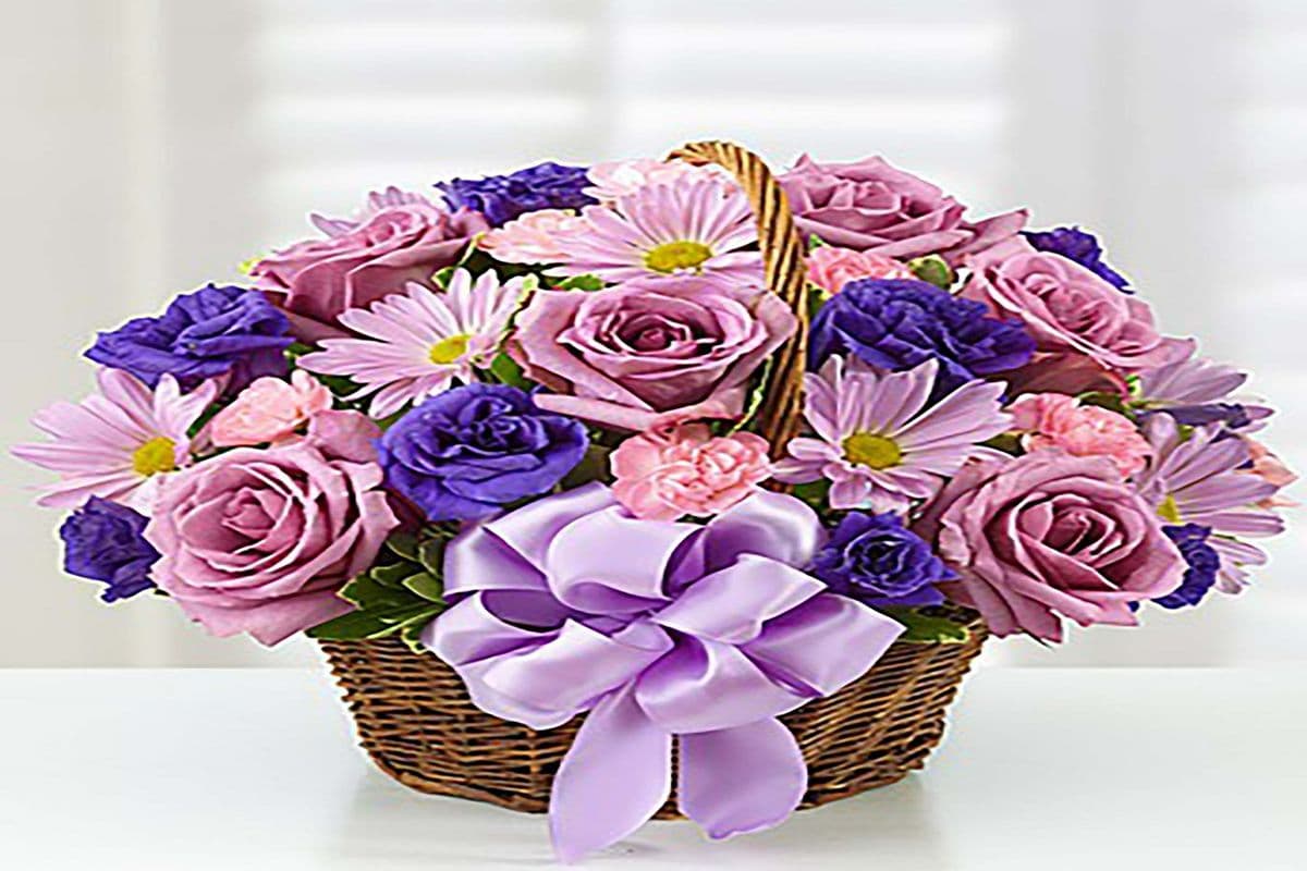 Lavender Basket Of Blooms