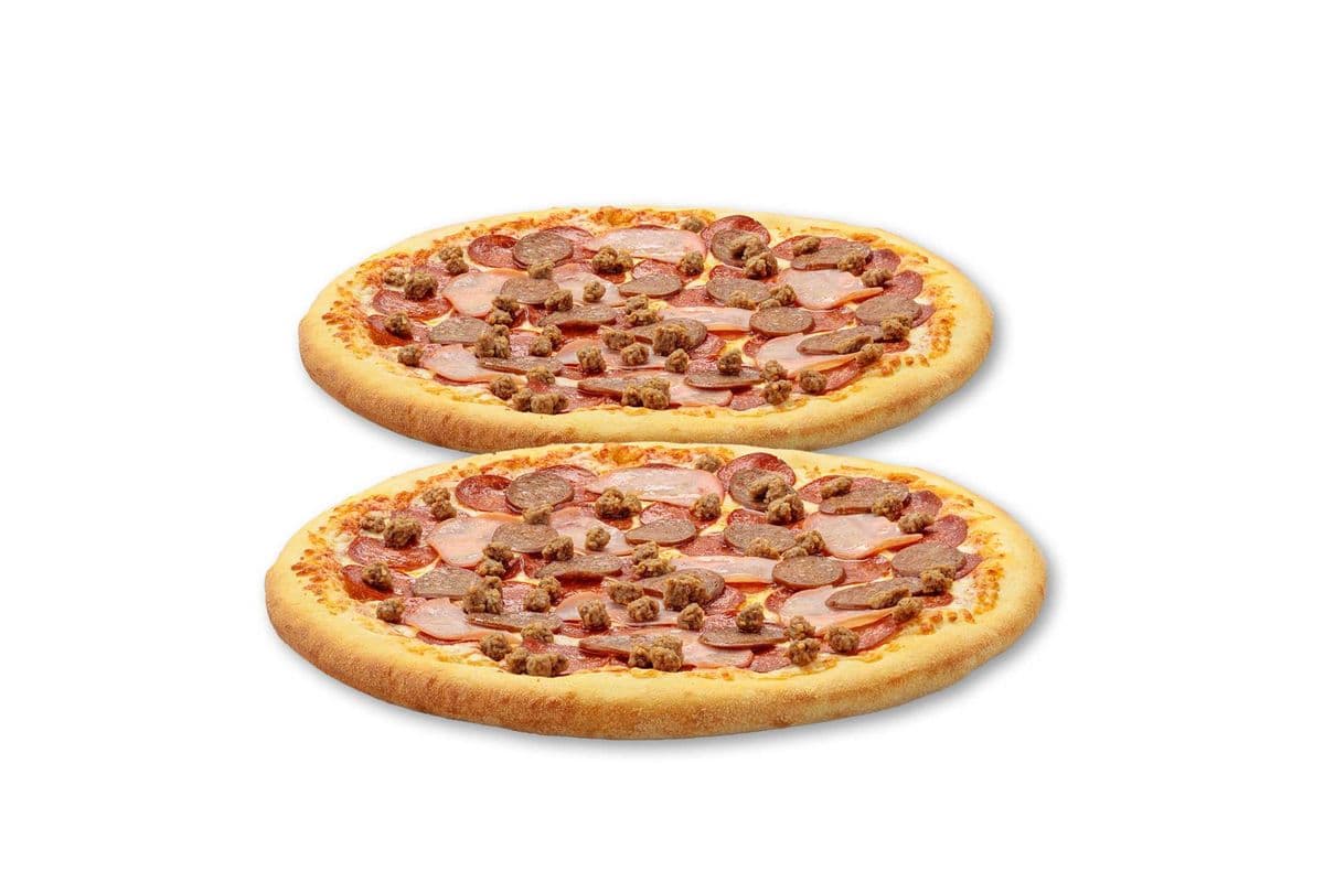 Deux Pizzas Extra-Larges Fan de la Viande / Two Extra-Large Meat Lovers Pizzas
