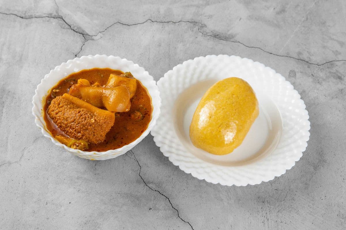 Okro and Ogbono Soup with Garri
