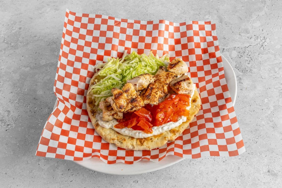 Chicken Souvlaki on a Pita