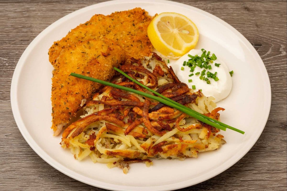 Rosti with Chicken Schnitzel