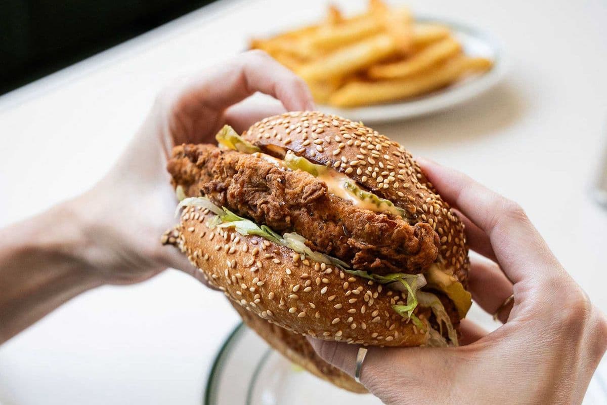 Fried Chicken Sandwich with Fries (Vegan)