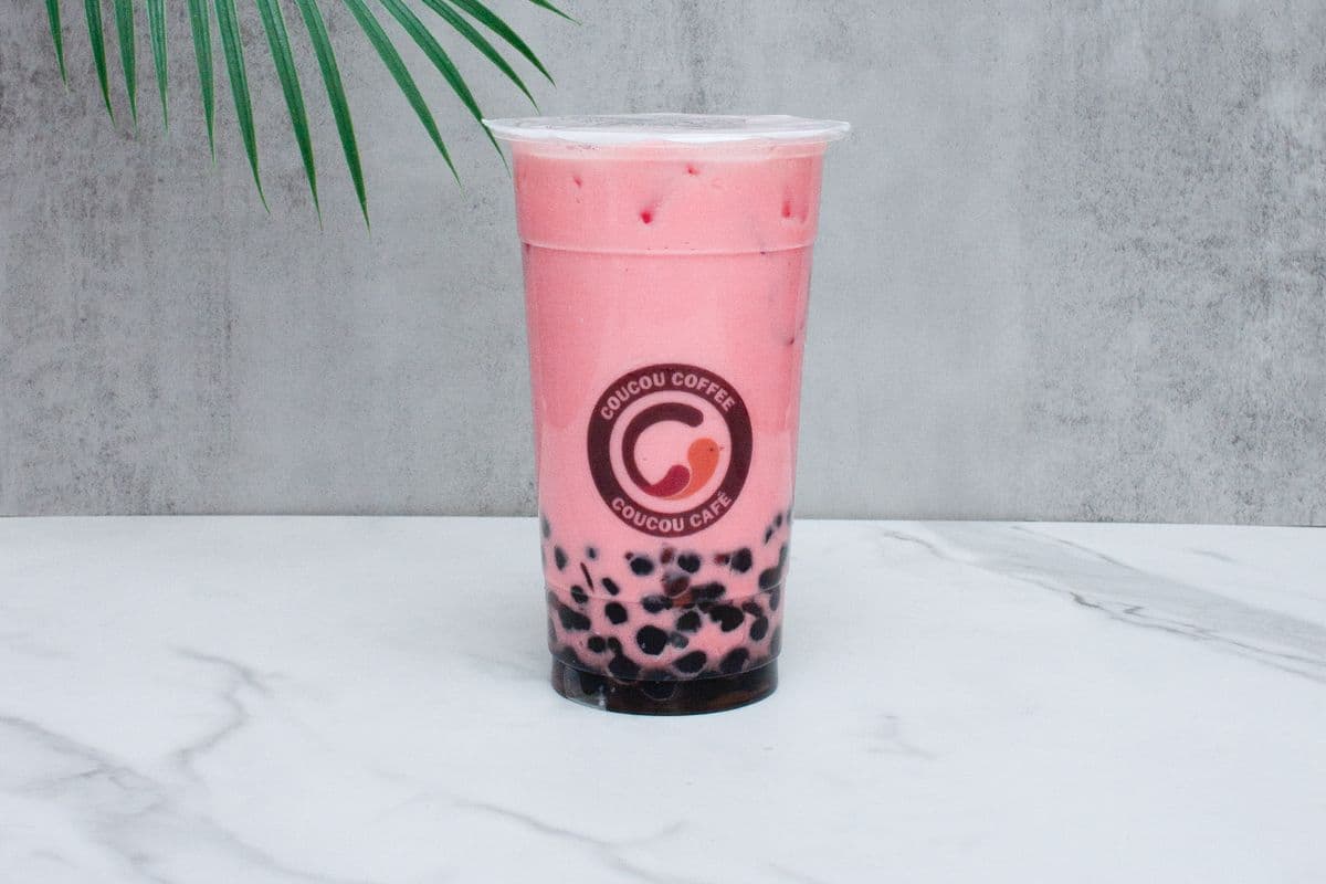 Fraise au lait/Strawberry milk tea/Frappe