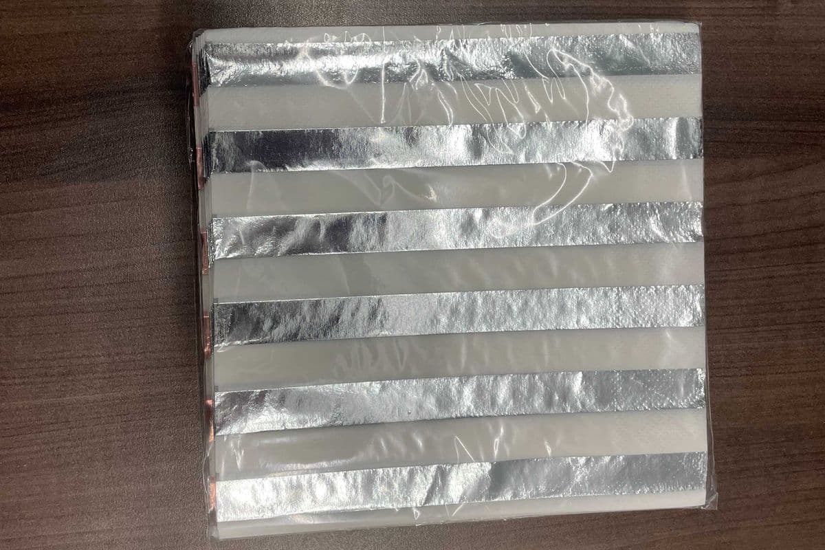 Napkin Lunch Silver Foil Stripe 16pk