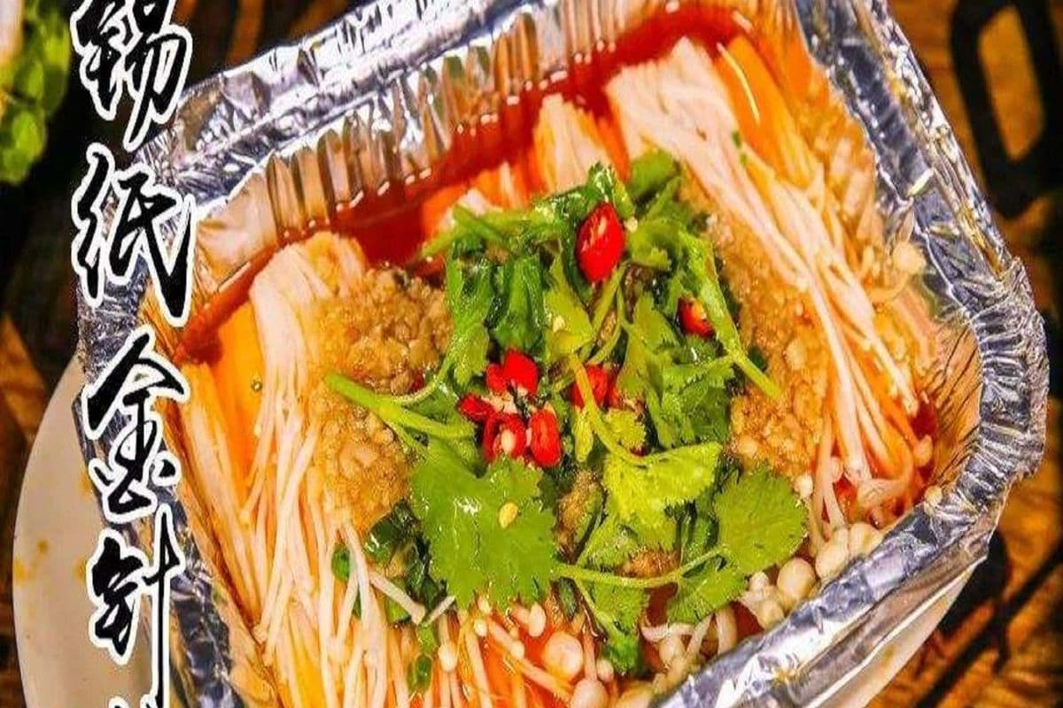 BBQ Crab stick with Enoki Mushroom 锡纸烤蟹柳金针菇