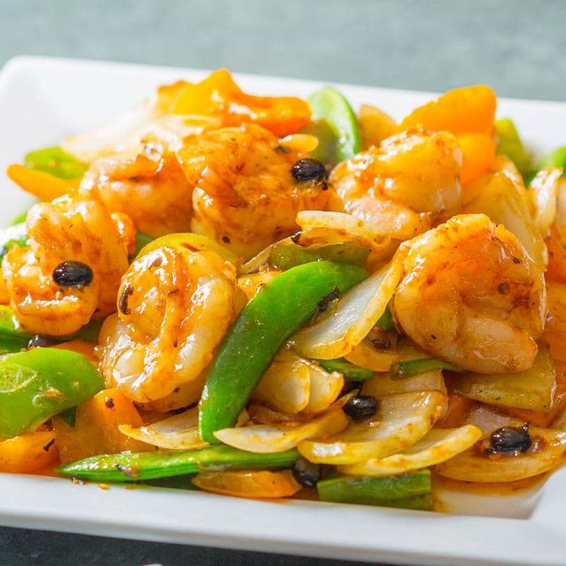 Prawns with Green Pepper in Black Bean Sauce 豉椒蝦球
