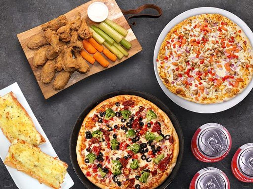 2 Medium Pizzas , 20 Wings & more