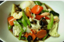 90. Stir-Fried Shrimp, Crab Stick, Squid & Vegetable