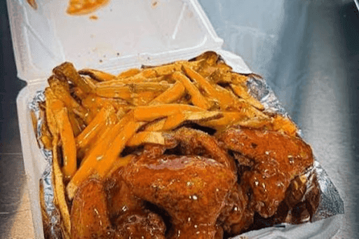 Hot Honey Wings and Fries