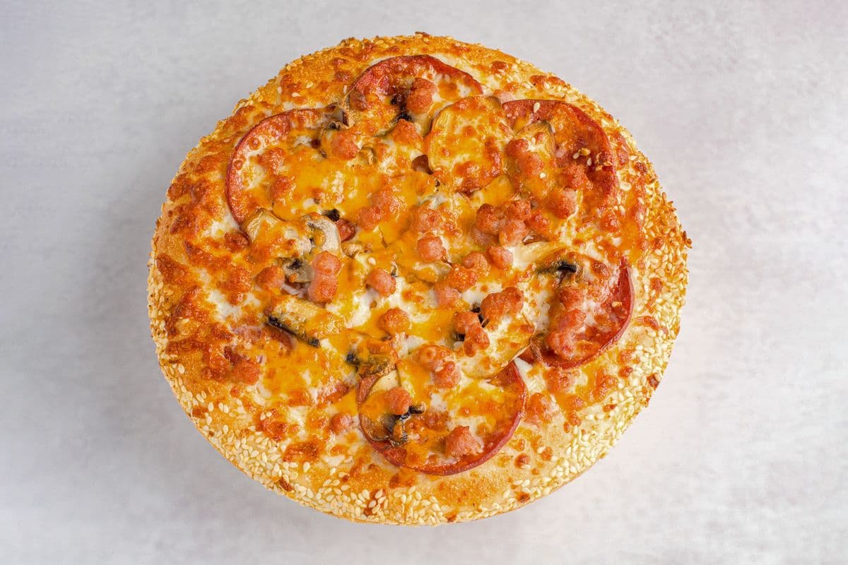 4. 14" Large Pepperoni, Bacon, and Mushroom Pizza