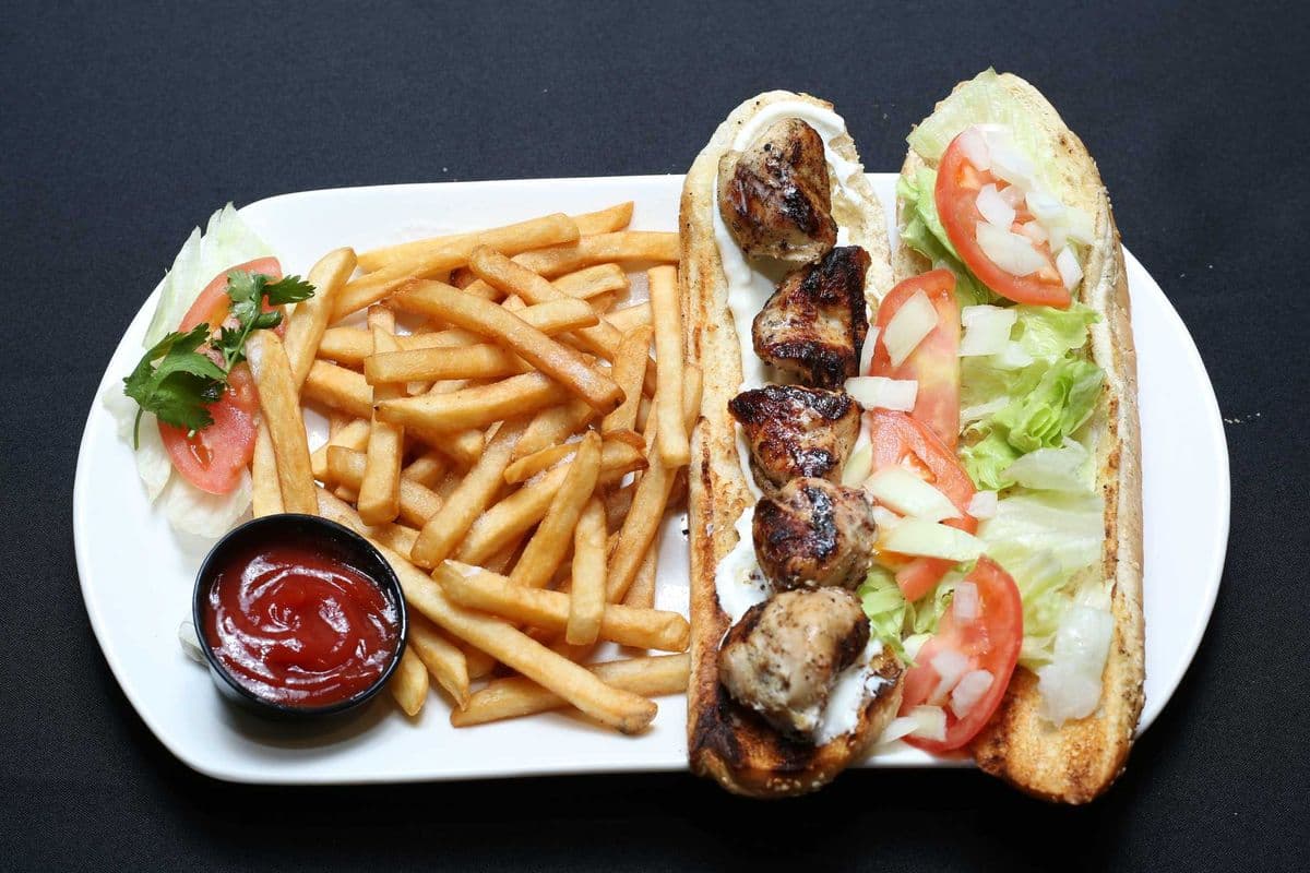 Pork Souvlaki on a Bun