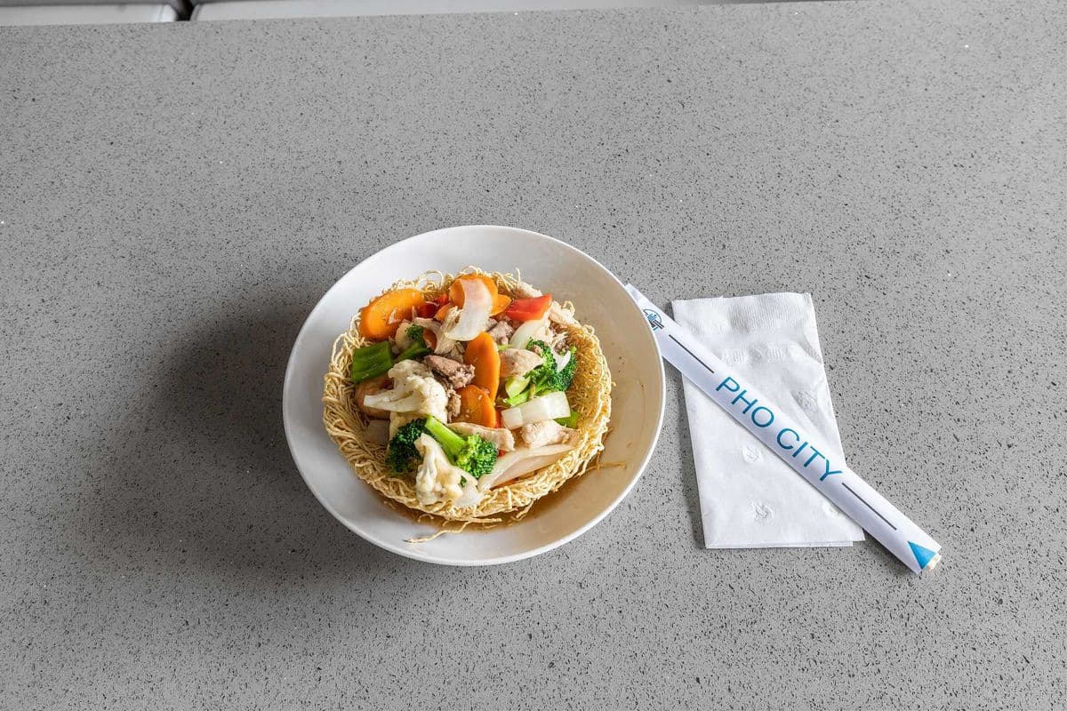 S73A Pho City Crispy Egg Noodle Nest Special