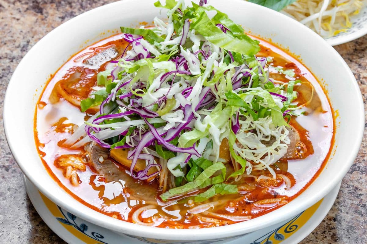 20. Spicy Lemongrass Flavor with Slice Beef Shank, Brisket, Ham and Chicken Ball Noodle in Soup