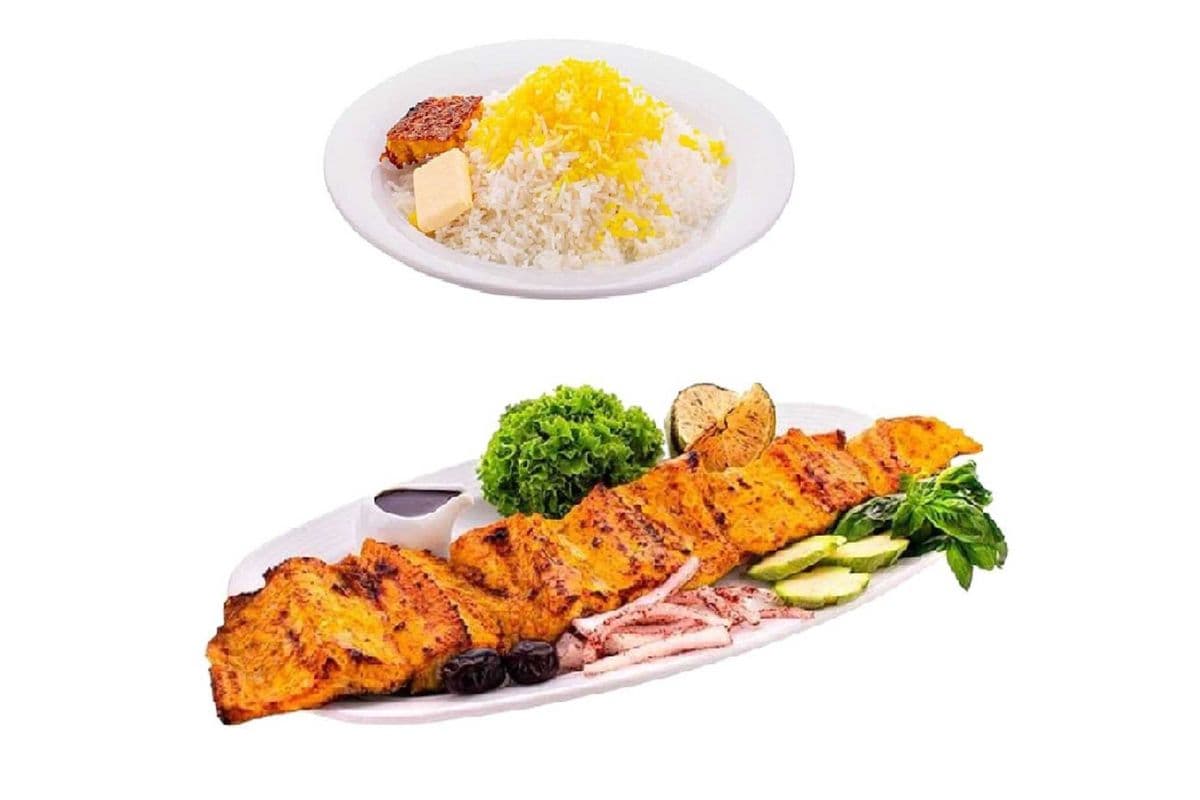 Fish Kebab (Kababe Mahi) with Rice
