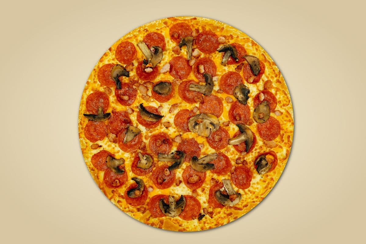 4. 8" Personal Pepperoni, Bacon, and Mushroom Pizza