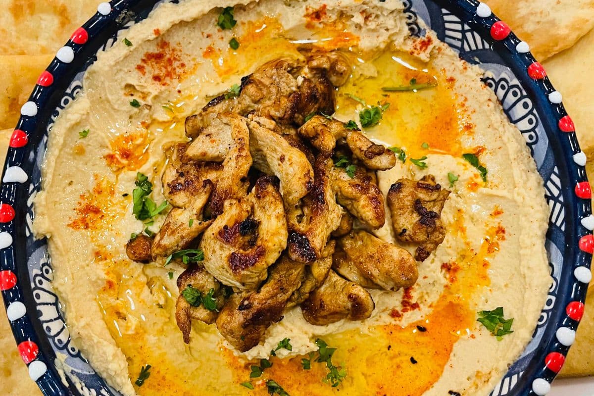 Chicken Shawarma Humus Plate