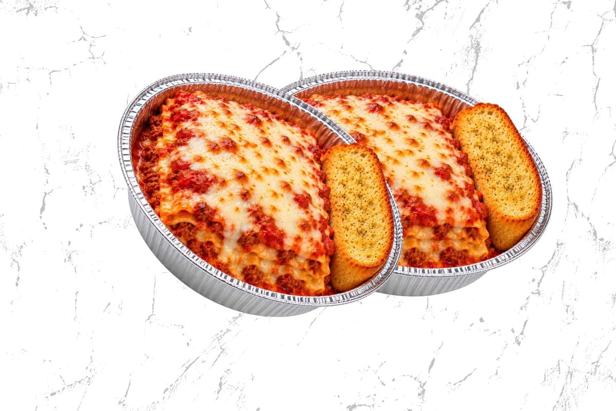 2 Orders - Fresh Lasagna/ Cheese & Pepperoni/2-Garlic Bread
