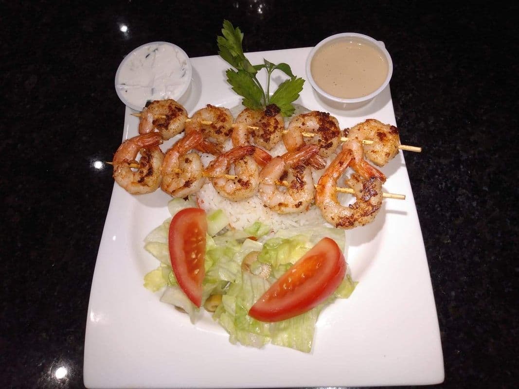 Shrimp with Rice and Salad