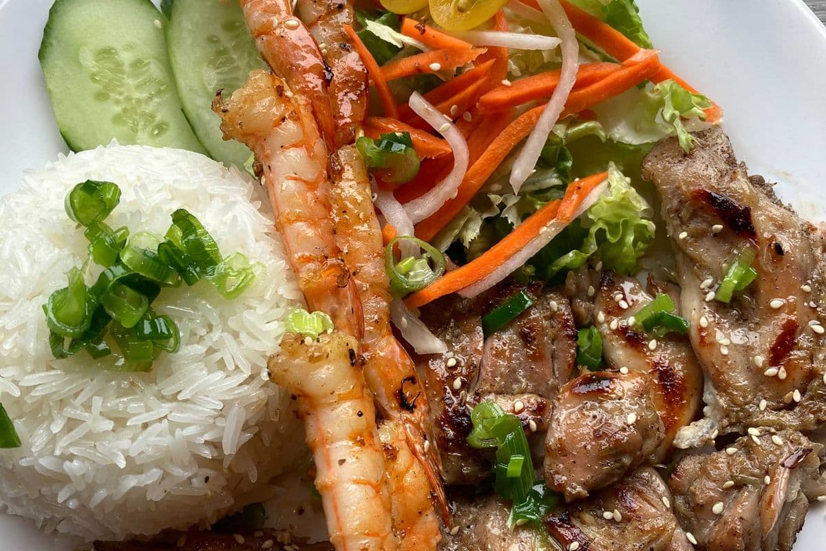 65. GRILLED PRAWN-SKEWERS, & CHICKEN