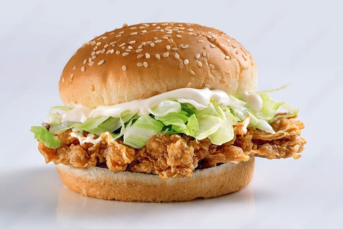 Chicken avocado burger with fries